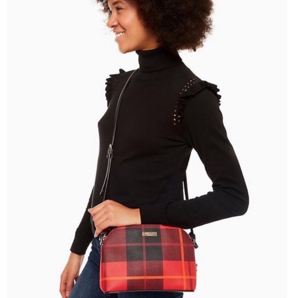 kate spade red and black plaid purse